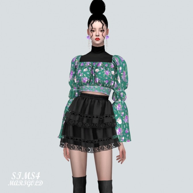 Sims 4 Love Puff Sleeves Blouse With Turtle Neck at Marigold
