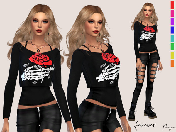 Sims 4 Forever black top by Paogae at TSR