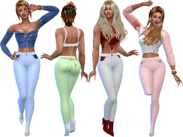Sims 4 Denim pants with lace by TrudieOpp at TSR