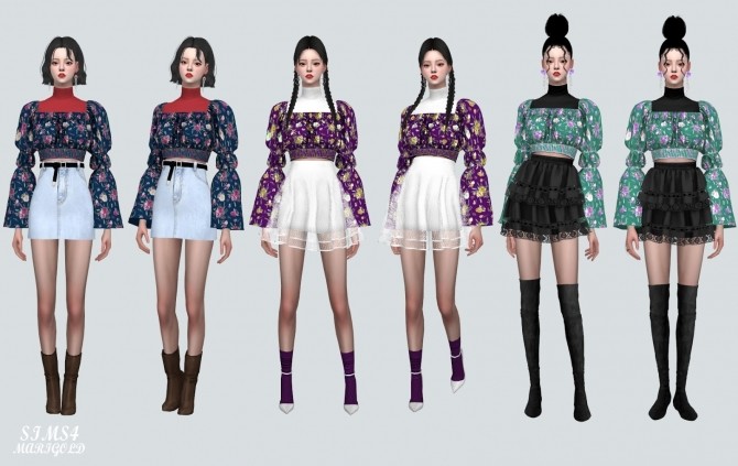 Sims 4 Love Puff Sleeves Blouse With Turtle Neck at Marigold