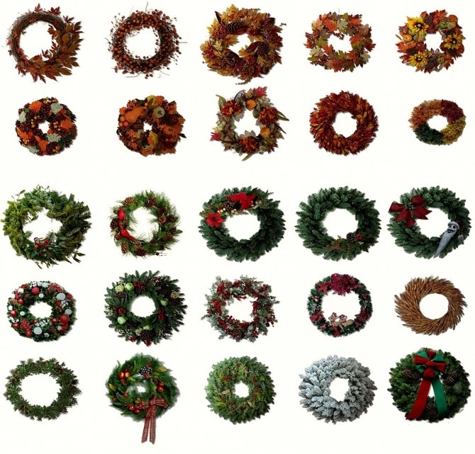 Sims 4 25 wreaths for fall and the holidays at Riekus13