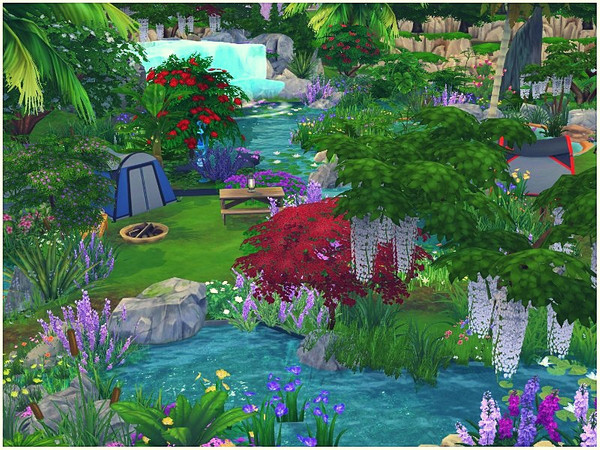 Sims 4 Waterfall Park by lotsbymanal at TSR