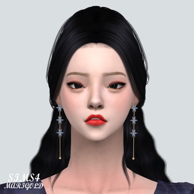 Sims 4 3 Flower Line Earrings at Marigold