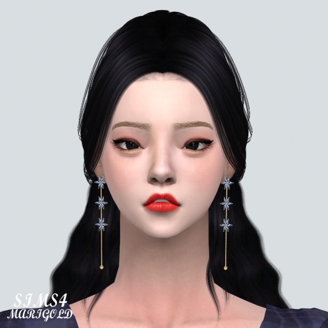 3 Flower Line Earrings at Marigold » Sims 4 Updates