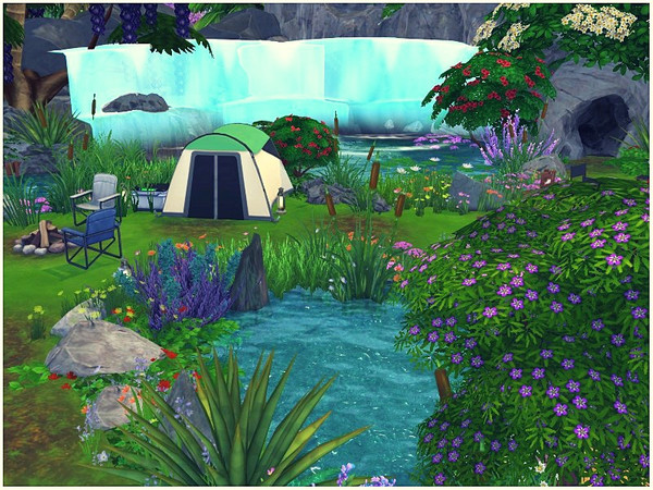 Sims 4 Waterfall Park by lotsbymanal at TSR