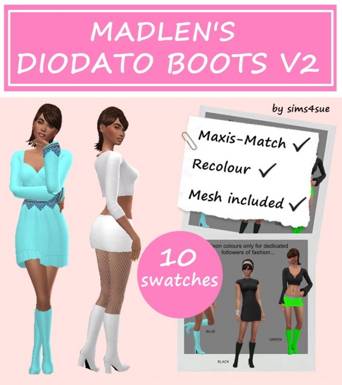 Sims 4 MADLEN’S DIODATO BOOTS V2 at Sims4Sue