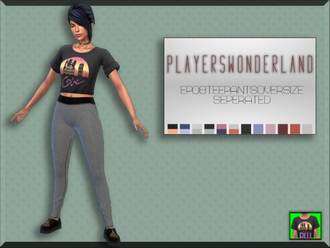 Sims 4 EP08 Tee Pants Oversize Separated at PW’s Creations