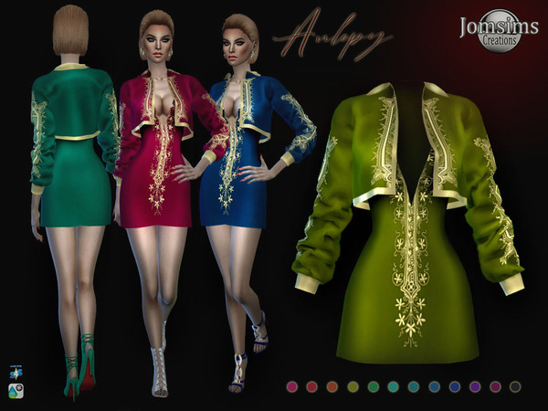 Sims 4 Aulepy outfit dress by jomsims at TSR