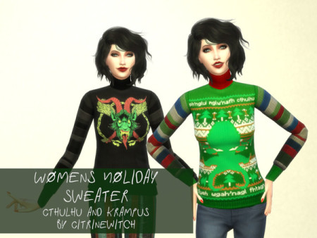 Womens Holiday Sweater Cthulhu and Krampus by Citrine Witch at TSR