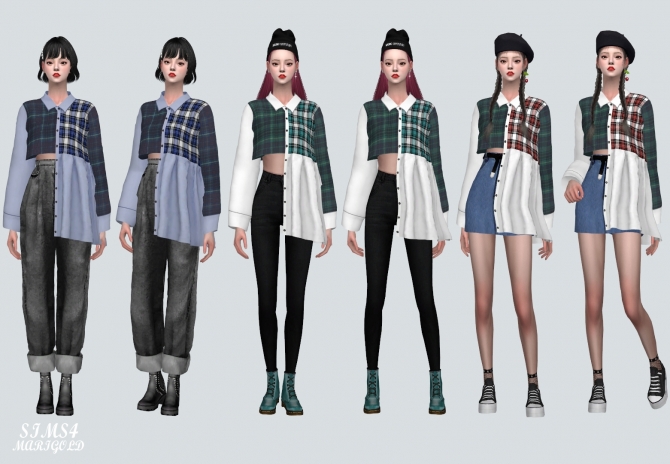 Uneven PatchWork Shirts at Marigold » Sims 4 Updates