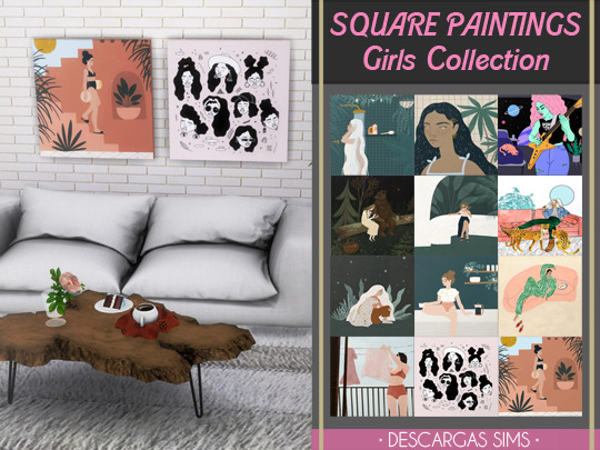 Sims 4 Square Paintings Girls Collection at Descargas Sims