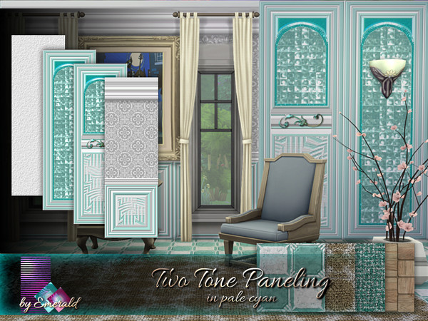 Sims 4 Two Tone Paneling in pale cyan by emerald at TSR