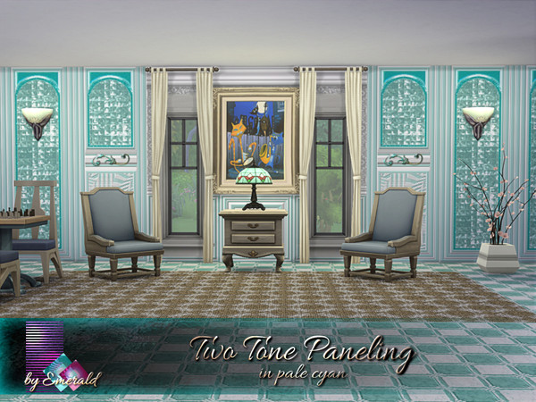 Sims 4 Two Tone Paneling in pale cyan by emerald at TSR