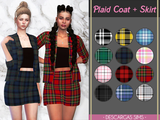 Sims 4 Plaid Coat + Skirt at Descargas Sims