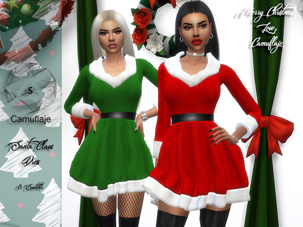 Sims 4 Santa Claus dress by Camuflaje at TSR