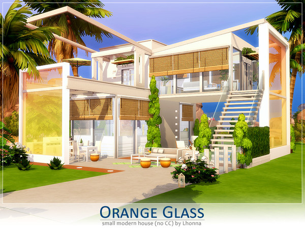 Sims 4 Orange Glass home by Lhonna at TSR