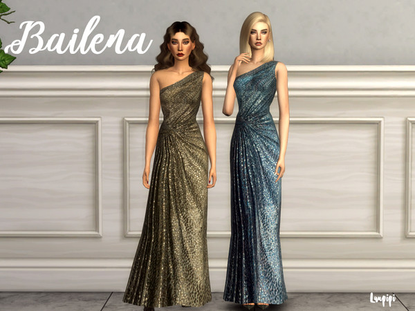 Sims 4 Bailena embellished long dress by laupipi at TSR