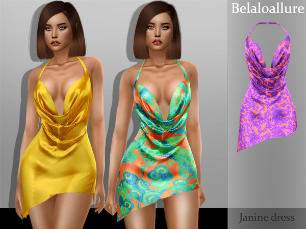 Sims 4 Belaloallure Janine dress by belal1997 at TSR