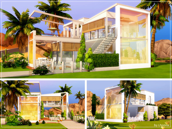 Sims 4 Orange Glass home by Lhonna at TSR
