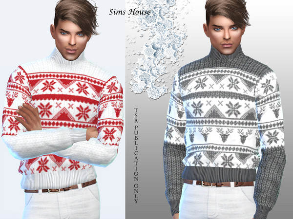 Sims 4 Masculine sweater with a christmas pattern by Sims House at TSR