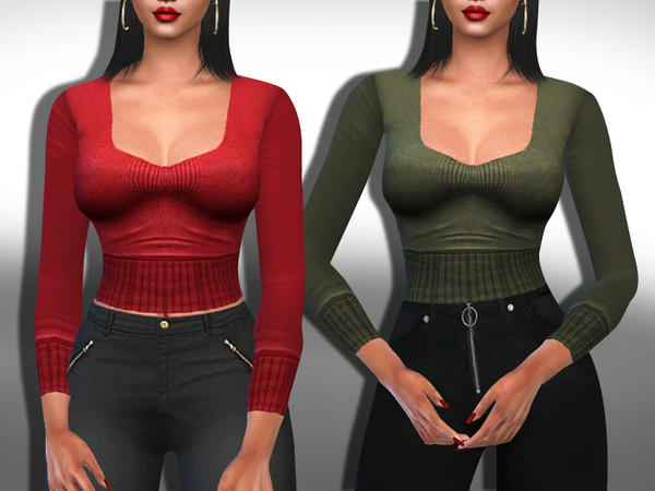 Sims 4 Female Knit Winter Tops by Saliwa at TSR