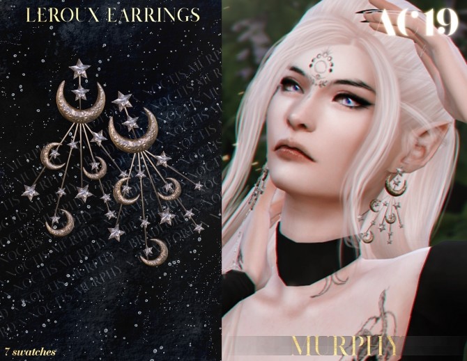 Sims 4 Leroux Earrings AC 2019 Day 10 by Silence Bradford at MURPHY