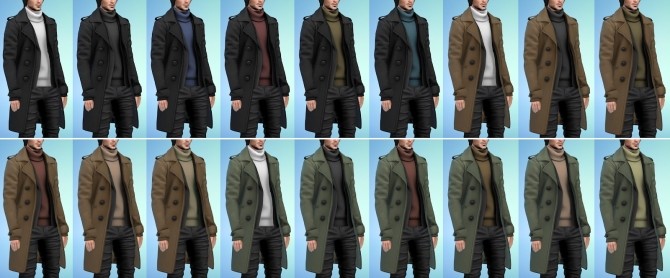 Sims 4 Double Breasted Long Coat V1 & V2 at Darte77