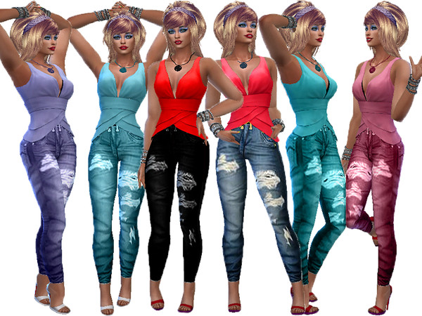 Sims 4 T55 Denim outfit by TrudieOpp at TSR
