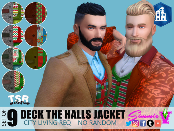 Sims 4 Deck the Halls Jacket by SimmieV at TSR