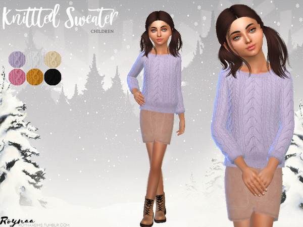 Sims 4 Knitted Sweater Children by Roynaa at TSR