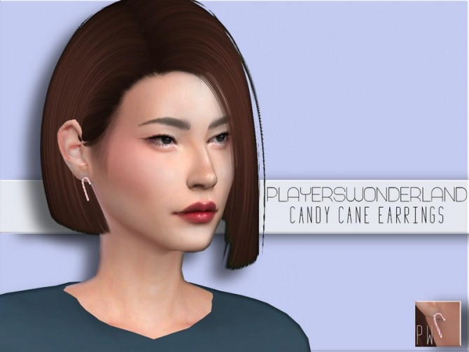 Sims 4 Small Candy Cane Earrings at PW’s Creations