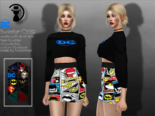 Sims 4 DC comics Sweater C109 by turksimmer at TSR