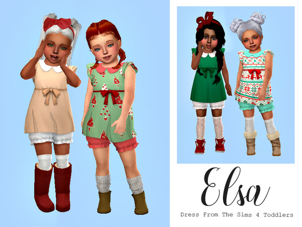 Sims 4 Elsa Toddler Dress Recolor by HazelsCloset at TSR