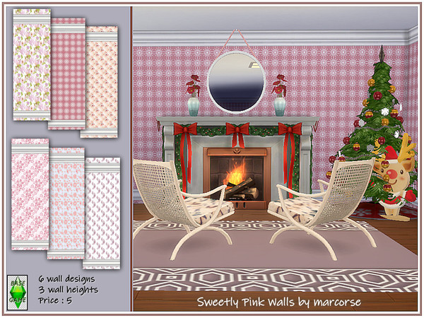 Sims 4 Sweetly Pink Walls by marcorse at TSR