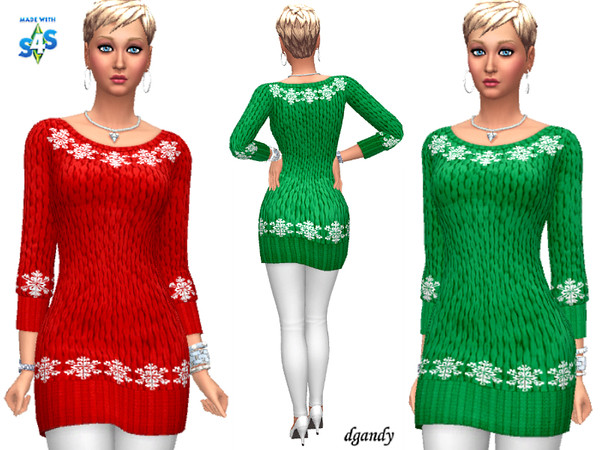 Sims 4 Holiday Sweater Dress 20191211 by dgandy at TSR
