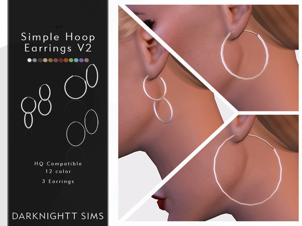 Sims 4 Simple Hoop Earrings V2 by DarkNighTt at TSR