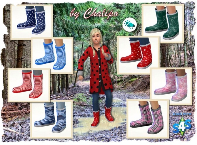 Sims 4 Rubber boots for kids by Chalipo at All 4 Sims