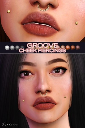 Groove cheek piercing at Praline Sims