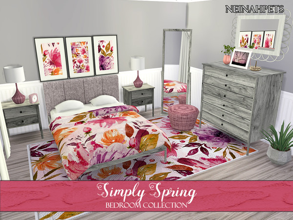 Sims 4 Simply Spring Bedroom Collection by neinahpets at TSR