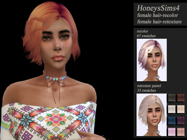 Sims 4 Female hair recolor retexture WingsOE0528 by HoneysSims4 at TSR