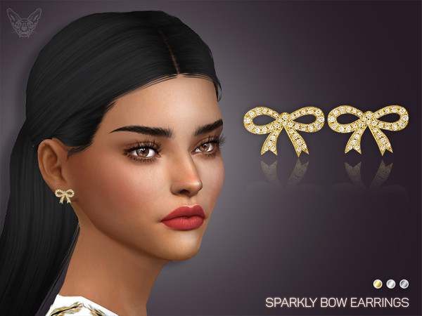 Sims 4 Sparkly Bow Earrings by feyona at TSR