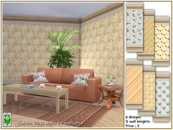Sims 4 Golden Days Walls by marcorse at TSR
