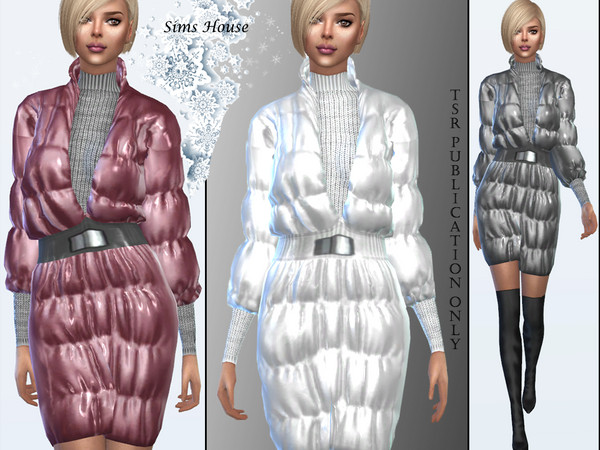 Sims 4 Elegant womens down jacket Metallic by Sims House at TSR