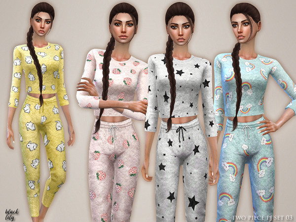 Two Piece Pj Set 03 By Black Lily At Tsr Sims 4 Updates