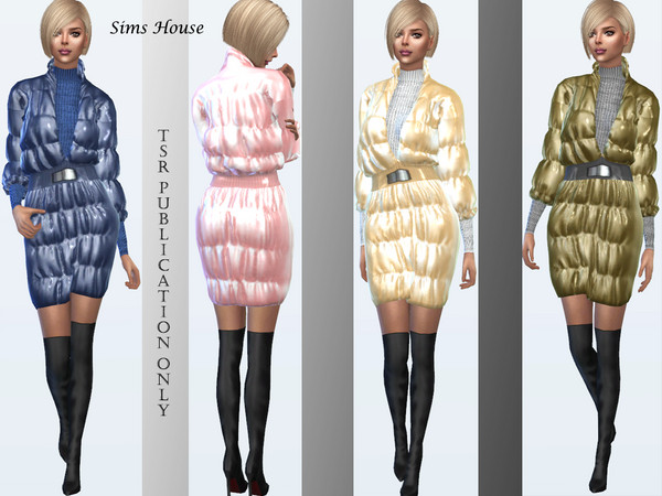 Sims 4 Elegant womens down jacket Metallic by Sims House at TSR
