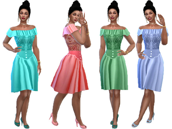 Sims 4 Silk and lace frill dress by TrudieOpp at TSR