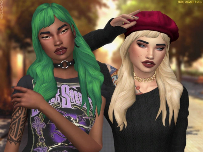 IRIS AGATE HAIR + DUO TONE ACC RECOLOR at Candy Sims 4 » Sims 4 Updates