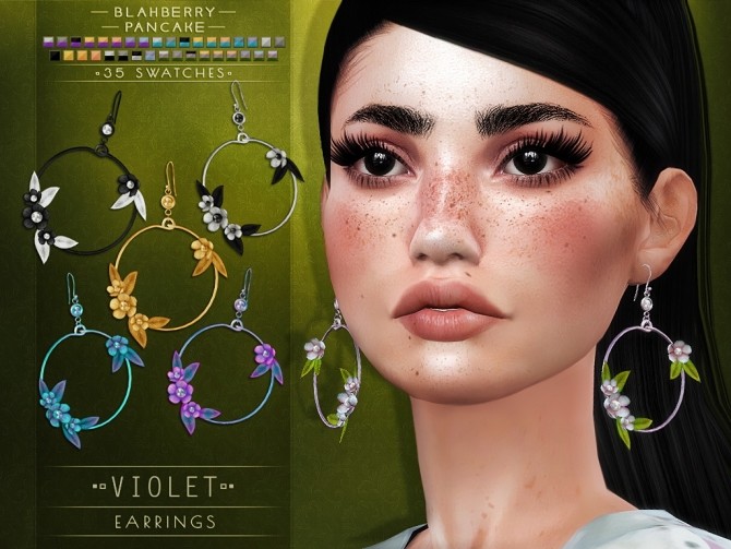 Sims 4 Violet earrings at Blahberry Pancake