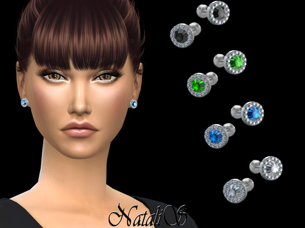 Sims 4 Diamond halo stud earrings by NataliS at TSR