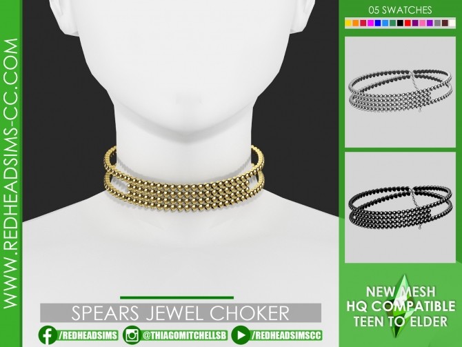 Sims 4 SPEARS JEWEL CHOCKER by Thiago Mitchell at REDHEADSIMS
